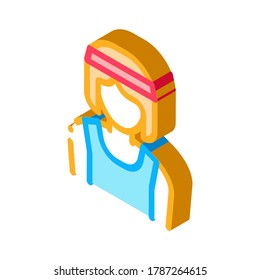 Female Athlete Sportsman Icon Vector. Isometric Female Athlete Sportsman sign. color isolated symbol illustration