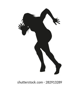 Female athlete sprints. Running acceleration