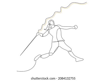 A female athlete who throws the javelin in her hand powerfully and quickly. Fast forward to goals concept.
