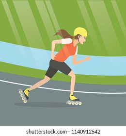 Female Athletes Playing Rollerblade