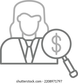 Female Auditor vector icon. Can be used for printing, mobile and web applications.