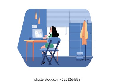 Female Author Is Blogging On A Personal Computer