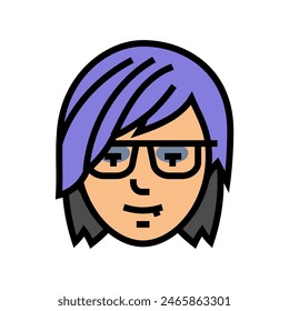 female avatar emo color icon vector. female avatar emo sign. isolated symbol illustration