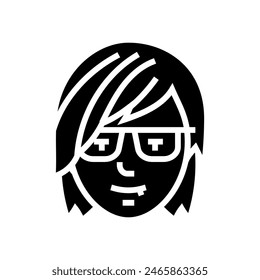 female avatar emo glyph icon vector. female avatar emo sign. isolated symbol illustration