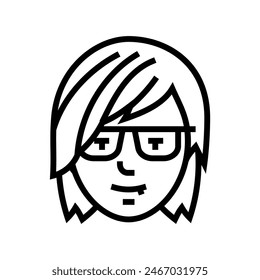 female avatar emo line icon vector. female avatar emo sign. isolated contour symbol black illustration