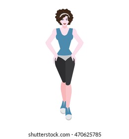 A female avatar in fitness outfit. Vector illustration