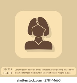 A female avatar. girl with hair tail. Avatar of a woman with long hair and bangs
