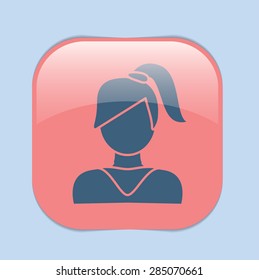 A female avatar. girl with hair tail. Avatar of a woman with long hair and bangs