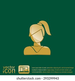 A female avatar. girl with hair tail. Avatar of a woman with long hair and bangs