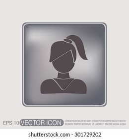 A female avatar. girl with hair tail. Avatar of a woman with long hair and bangs