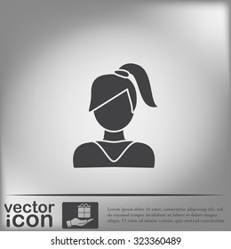 A female avatar. girl with hair tail. Avatar of a woman with long hair and bangs