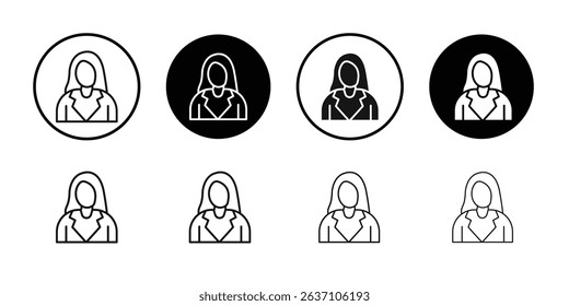 Female Avatar icon Black line art vector logo set