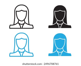 Female Avatar icon black and white vector outline sign
