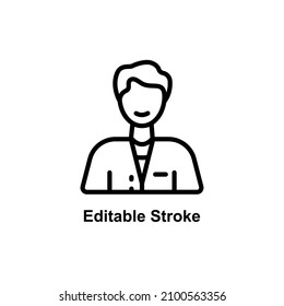 female avatar icon designed in outline style in editable strokes for user profile icons