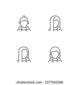 Female avatar icon set. Simple woman avatar vector icon set. Signs and symbols for web logo mobile app UI. Pixel Perfect.