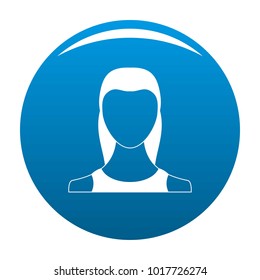 Female avatar icon vector blue circle isolated on white background 