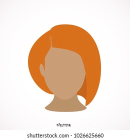 Female avatar icon, young attractive woman, image to create an avatar to represent person on screen, in online games, chat rooms, isolated on white.