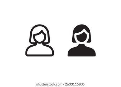 Iconos femeninos del avatar en el contorno y el Vector sólido