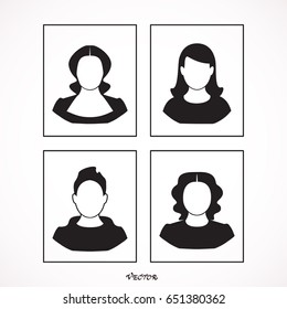 Female avatar icons set. People characters in flat style. Design elements isolated on background. Faces with different styles. 