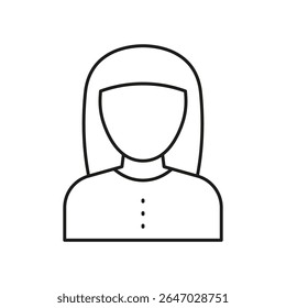 Ícone de linha de avatar feminino. Perfil De Usuário, Representação De Conta E Símbolo De Estrutura De Tópicos De Identidade. Redes E Mídias Sociais. Traço editável. Ilustração de vetor isolada.