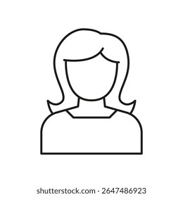 Ícone de linha de avatar feminino. Perfil De Usuário, Representação De Conta E Símbolo De Estrutura De Tópicos De Identidade. Redes E Mídias Sociais. Traço editável. Ilustração de vetor isolada.