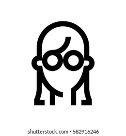 Female avatar mini line, icon, background and graphic. The icon is black and white, linear  flat, vector, pixel perfect, minimal, suitable for web and print. 