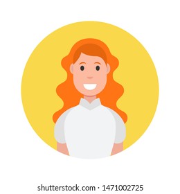 Female avatar on white background. User icon. Vector illustration.