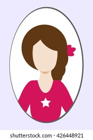 Female avatar or pictogram for social networks. Modern flat colorful style. Vector illustration