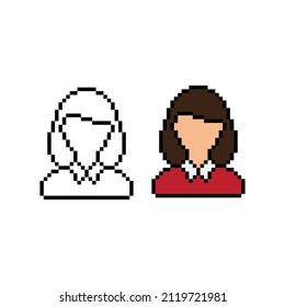 female avatar pixel art icon vector women  8 bit game 