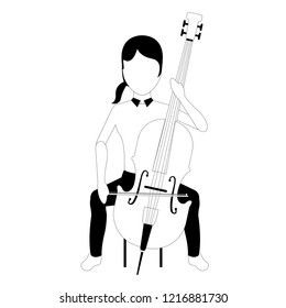 Female avatar playing a cello. Vector illustration design