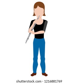 Female avatar playing a flute. Vector illustration design