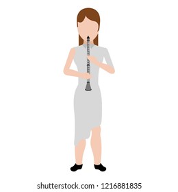 Female avatar playing a flute. Vector illustration design