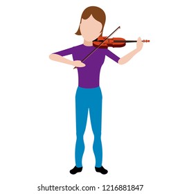 Female avatar playing a violin. Vector illustration design