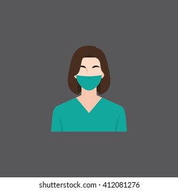 A female avatar of professions people. Flat style icons. Occupation avatar. Surgeon icon. Vector illustration