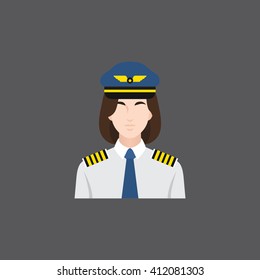 A female avatar of professions people. Flat style icons. Occupation avatar. Female pilot icon. Vector illustration