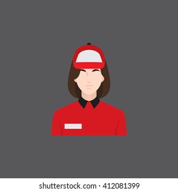 A female avatar of professions people. Flat style icons. Occupation avatar. Courier girl icon. Vector illustration