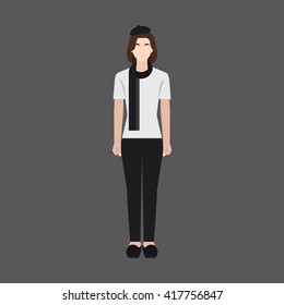 A Female Avatar Of Professions People. Full Body. Flat Style Icons. Occupation Avatar. Female Artist Icon. Vector Illustration