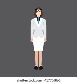 A Female Avatar Of Professions People. Full Body. Flat Style Icons. Occupation Avatar. Female Dentist Icon. Vector Illustration