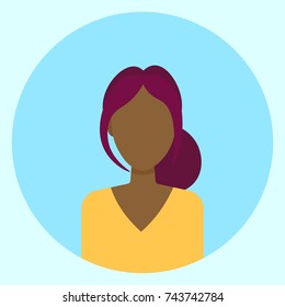 Female Avatar Profile Icon Round African American Woman Face Flat Vector Illustration