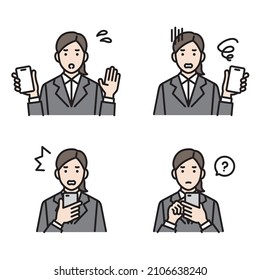 Equipo de avatar femenino con smartphone