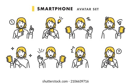 Avatar-Set für Frauen mit Smartphone