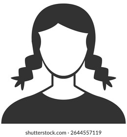 Female Avatar Silhouette. Anonymous Profile Icon of Diverse People. Black and White Vector on Transparent Background
