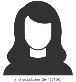 Female Avatar Silhouette. Anonymous Profile Icon of Diverse People. Black and White Vector on Transparent Background
