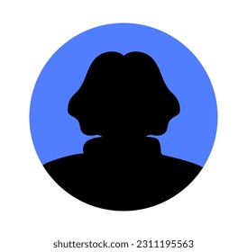 Female avatar silhouette concept. Icon for website and graphic element for messengers. Teenager or student in shadow. Design for users profile. UI and UX. Cartoon flat vector illustration