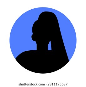 Female avatar silhouette concept. Icon for website and graphic element for social networks. Design for profile for users on Internet, mobile apps and programs. Cartoon flat vector illustration