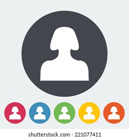 Female avatar. Single flat icon on the circle. Vector illustration.