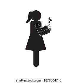 female avatar with soap dispenser silhouette style icon design of Medical care hygiene health emergency aid exam clinic and patient theme Vector illustration