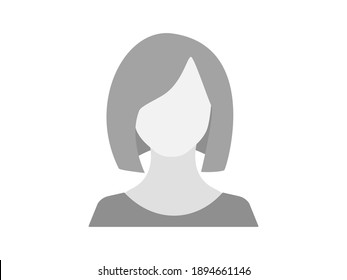 Female avatar with trendy hairstyle template. Cute model with bob haircut.  beautiful stylish gray profile for social vector network accounts, banner