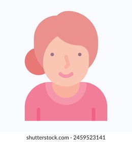 Female Avatar Vector, Girl Avatar Icon, Flat Style Isolated Vector Icon.