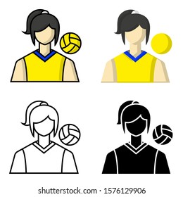 Female Avatar: Volleyball Sports Icon Set